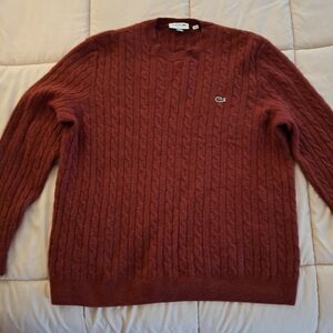 Lacoste Men's Wool Burgundy Sweater